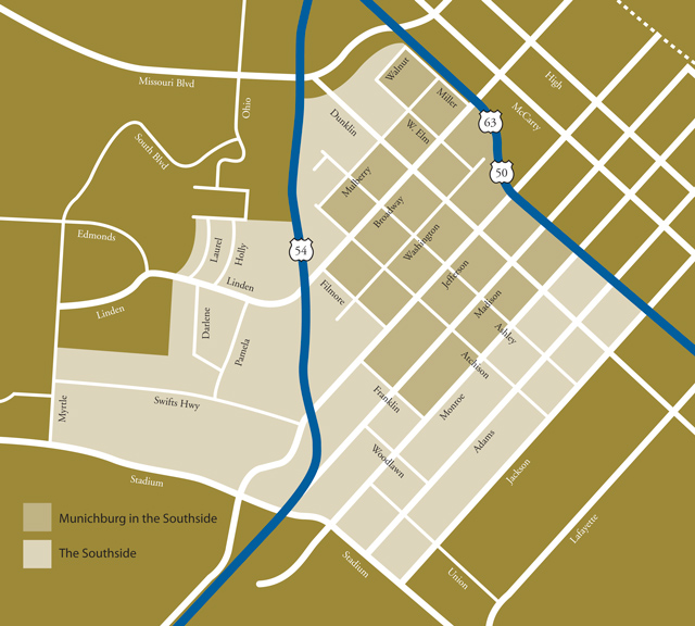 Map of the area that encompasses the Old Munichburg district
